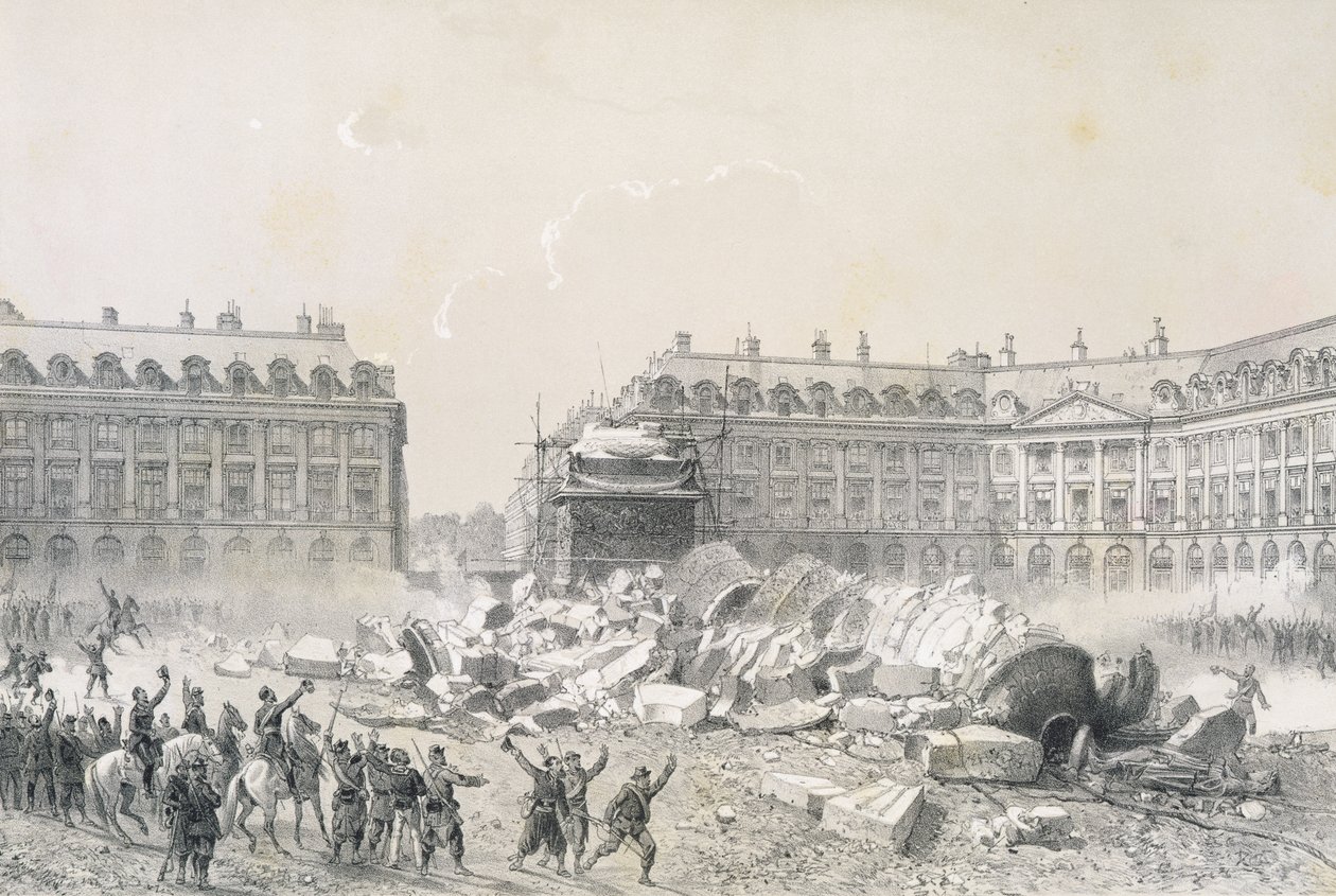 Der Fall der Vendôme-Säule während der Kommune von Louis Remy Sabatier