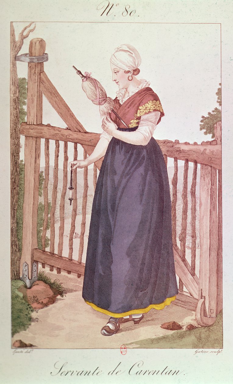 Kostüm eines Dieners aus Carentan, gedruckt von Georges Jacques Gatine von Louis-Marie Lante