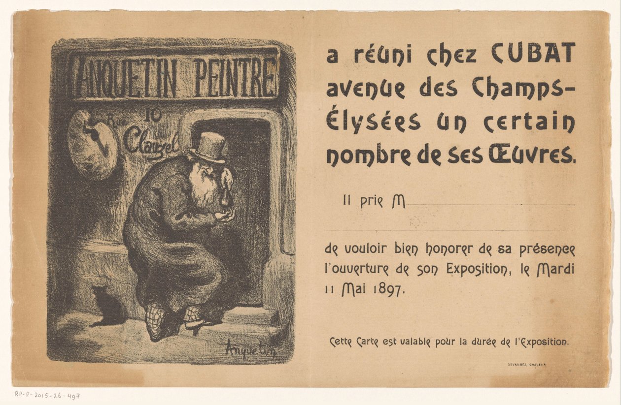 Einladung zu einer Ausstellung mit Gemälden von Louis Anquetin von Louis Anquetin
