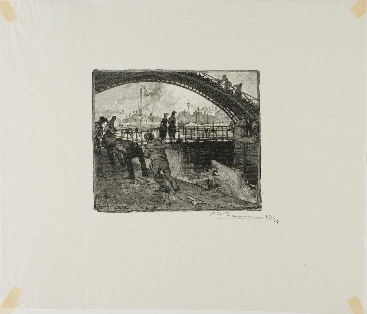 Schleuse des Canal Saint-Martin von Louis Auguste Lepère