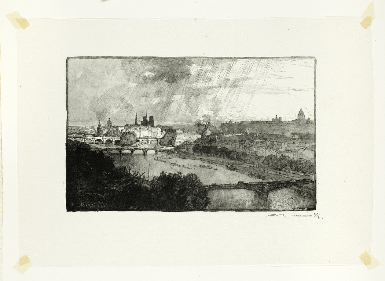 Paris, gesehen vom Pavillon de Flore, Platte elf aus Le Long de la Seine et des Boulevards von Louis Auguste Lepère