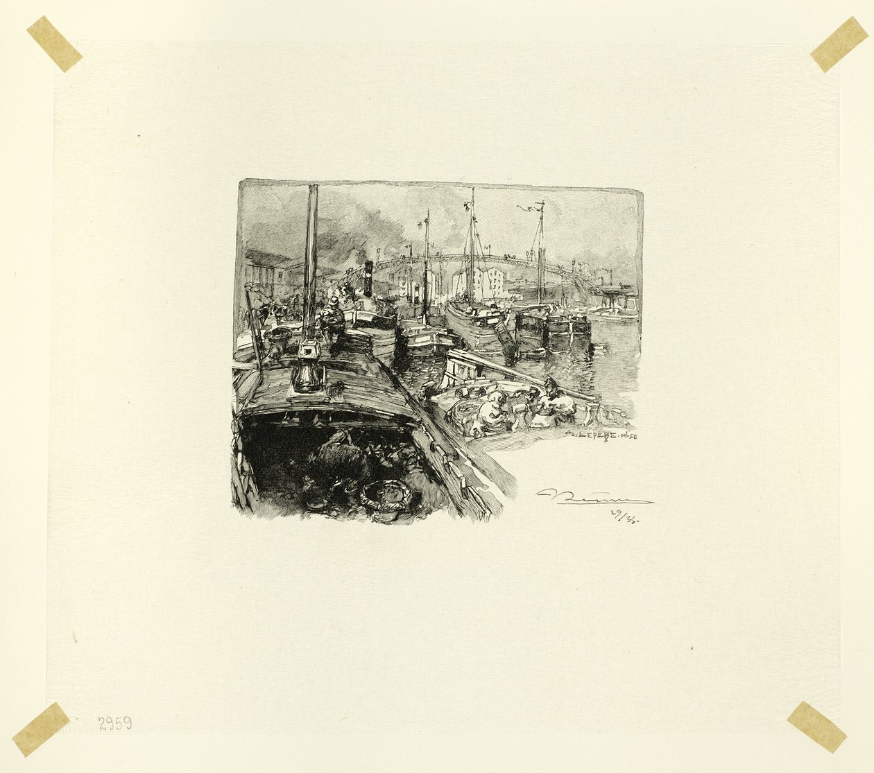 Villette Dock, Platte fünf aus Le Long de la Seine et des Boulevards von Louis Auguste Lepère