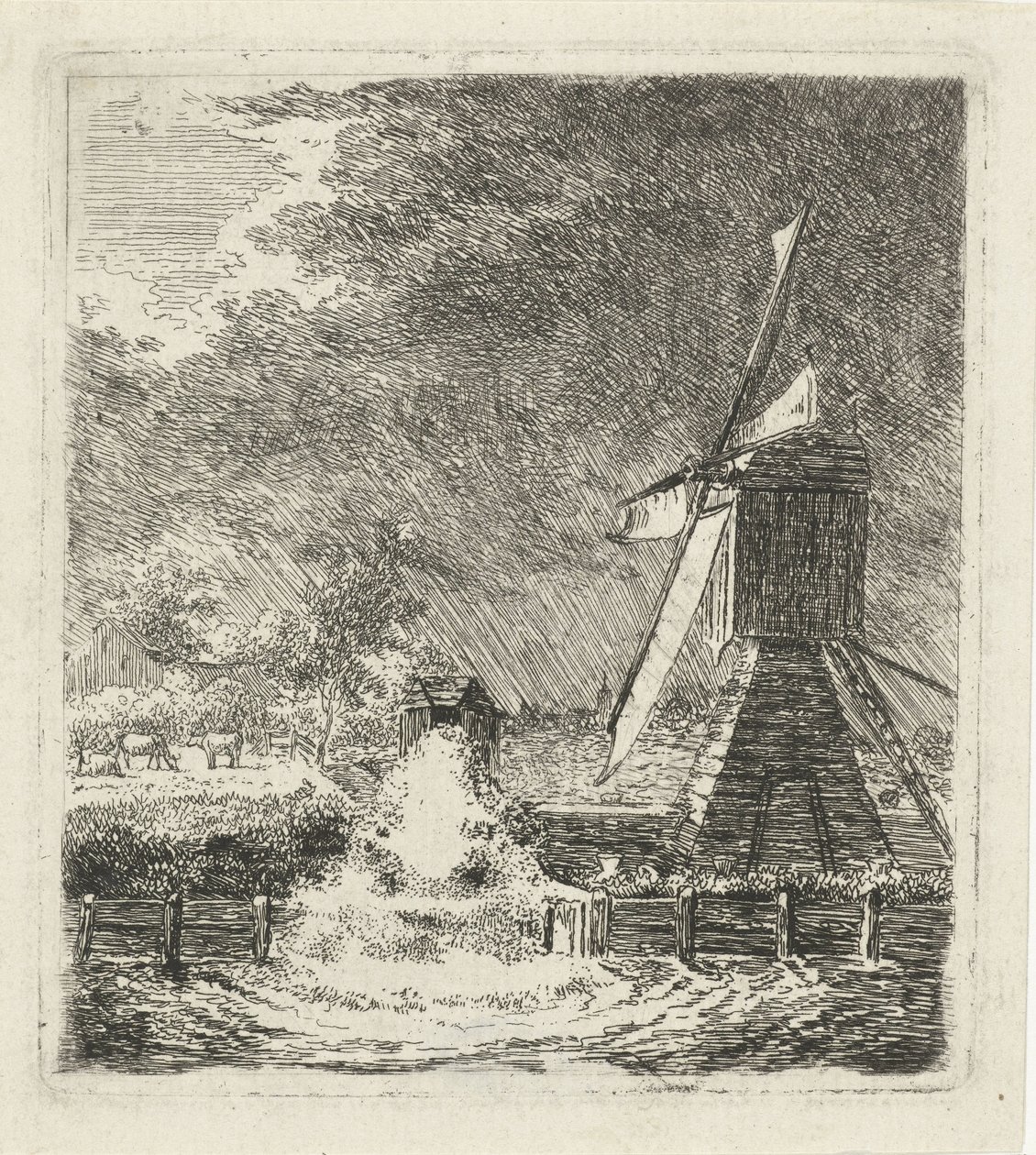Mühle in einer Polderlandschaft von Louis Bernard Coclers