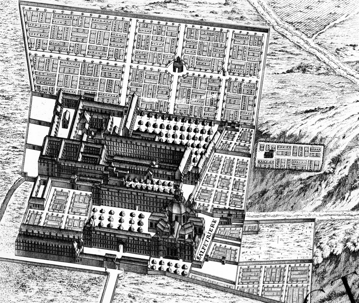 Das Krankenhaus La Salpêtrière (Detail) von Louis Bretez