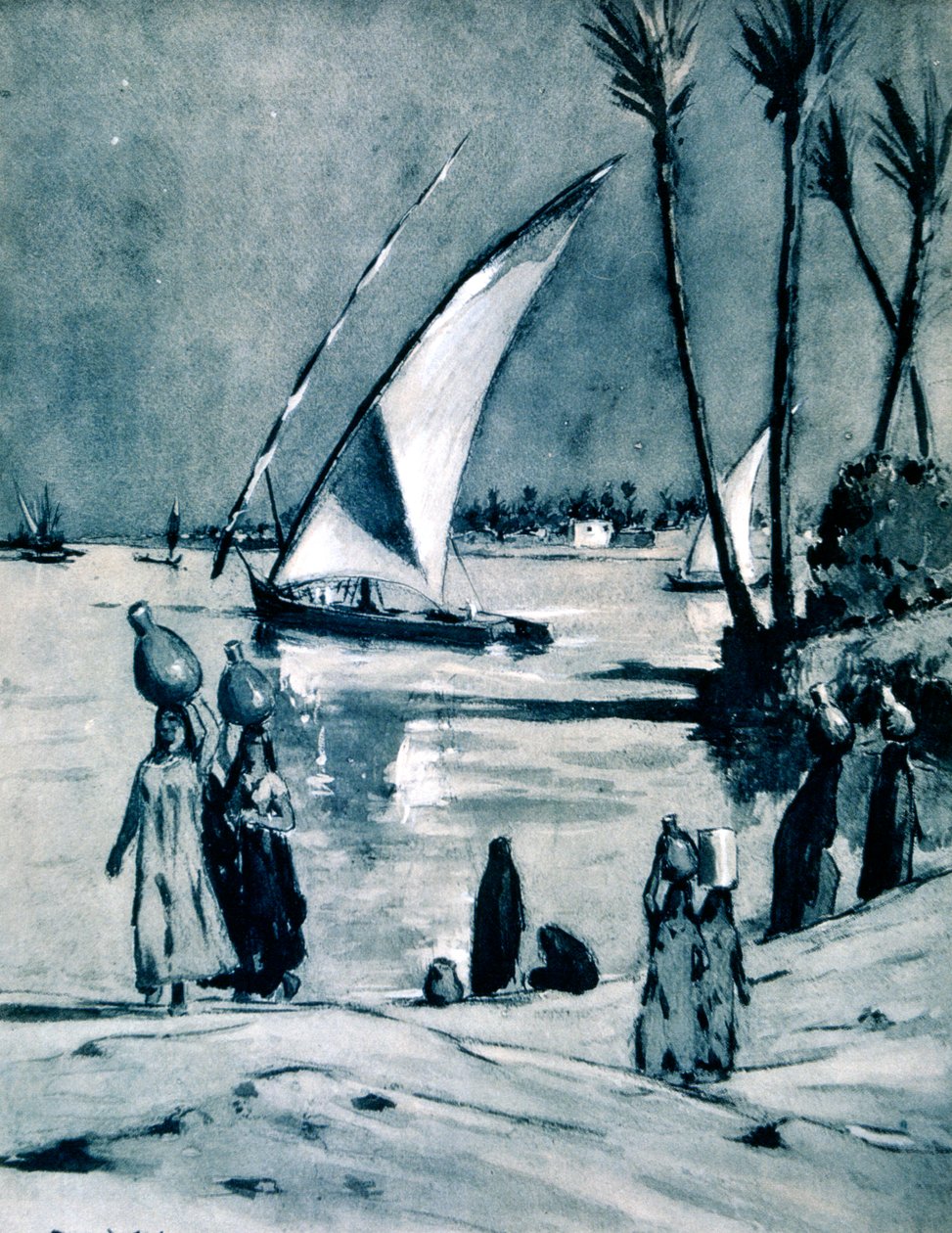 Wasser vom Nil holen, Kairo, Ägypten, 1928 von Louis Cabanes