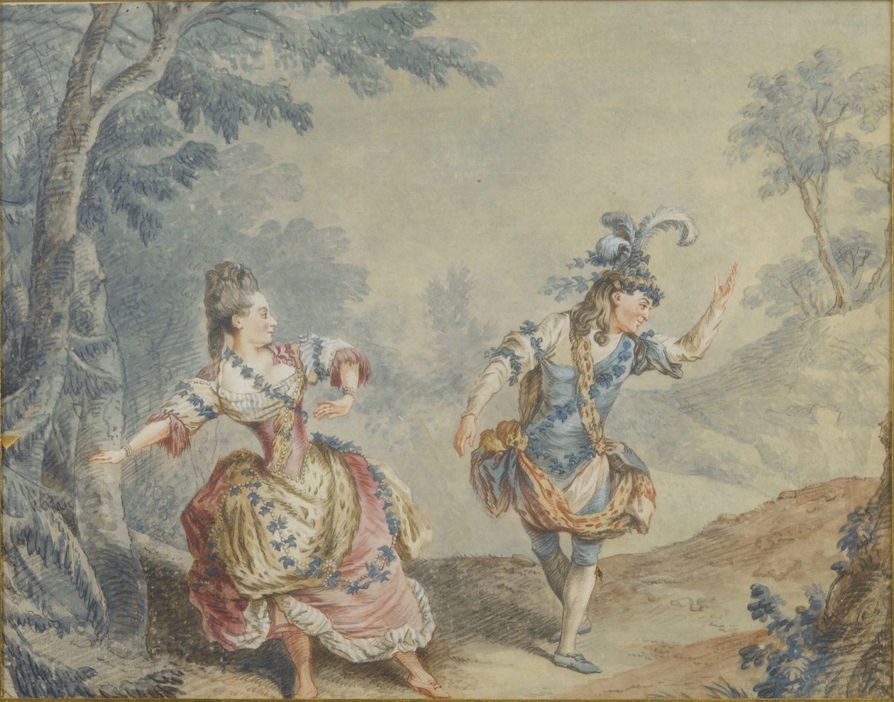 Marie Allard und Jean Dauberval im Opéra-Ballet Silvie von Louis Carrogis dit Carmontelle
