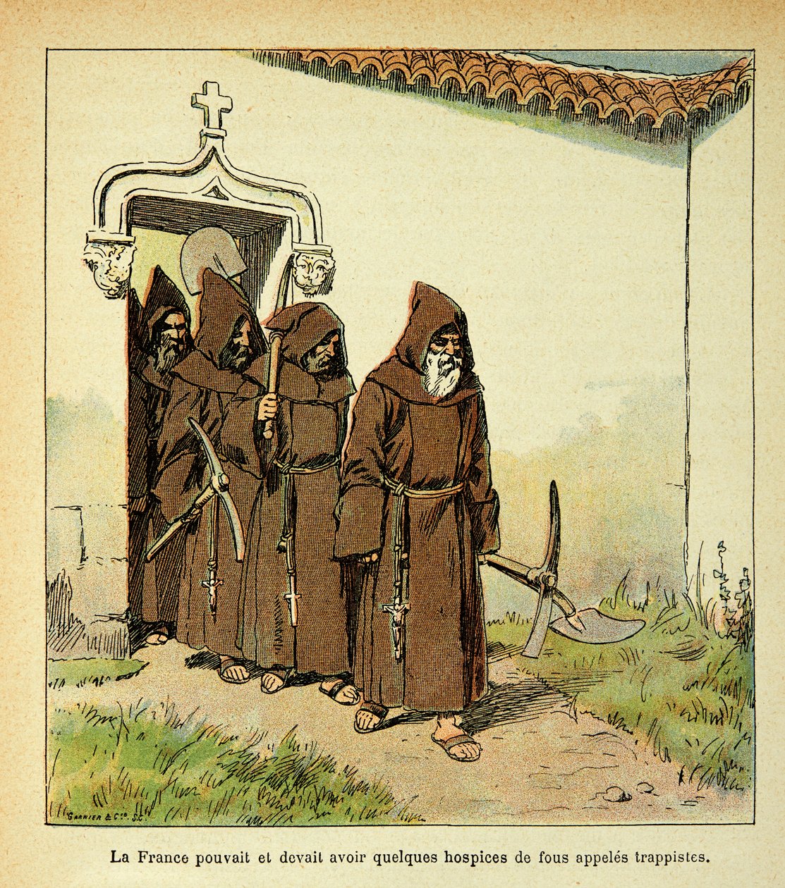 Illustration von Louis Bombled (1862-1927) aus dem Buch „Das Memorial von Saint Helena“ von Graf Emmanuel de Las Cases (1766-1842): Trappisten, Privatbesitz von Louis Charles Bombled