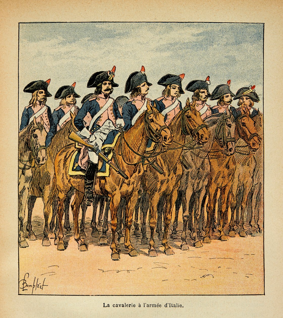 Kavallerie mit der Armee von Italien, aus dem Buch „The Memorial of St. Helene“ von Graf Emmanuel de Las Cases von Louis Charles Bombled