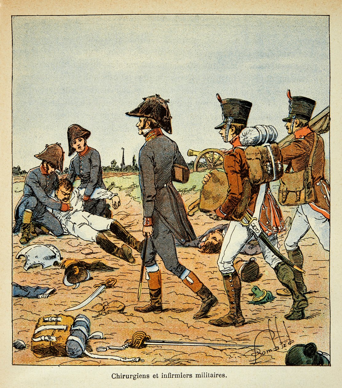 Illustration von Louis Bombled (1862-1927) aus dem Buch „Das Memorial von St. Helena“ von Graf Emmanuel de Las Cases (1766-1842): Porträt von Militärchirurgen und Krankenschwestern der Großen Armee von Louis Charles Bombled