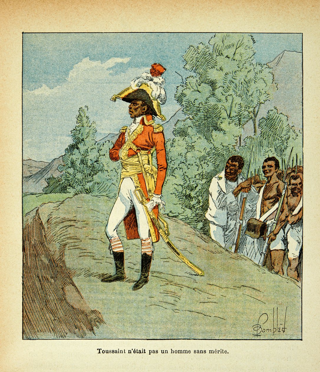 Illustration von Louis Bombled (1862-1927) aus dem Buch „Das Memorial von Saint Helena“ von Graf Emmanuel de Las Cases (1766-1842): Porträt von Toussaint Louverture (1743-1803) Private Sammlung von Louis Charles Bombled