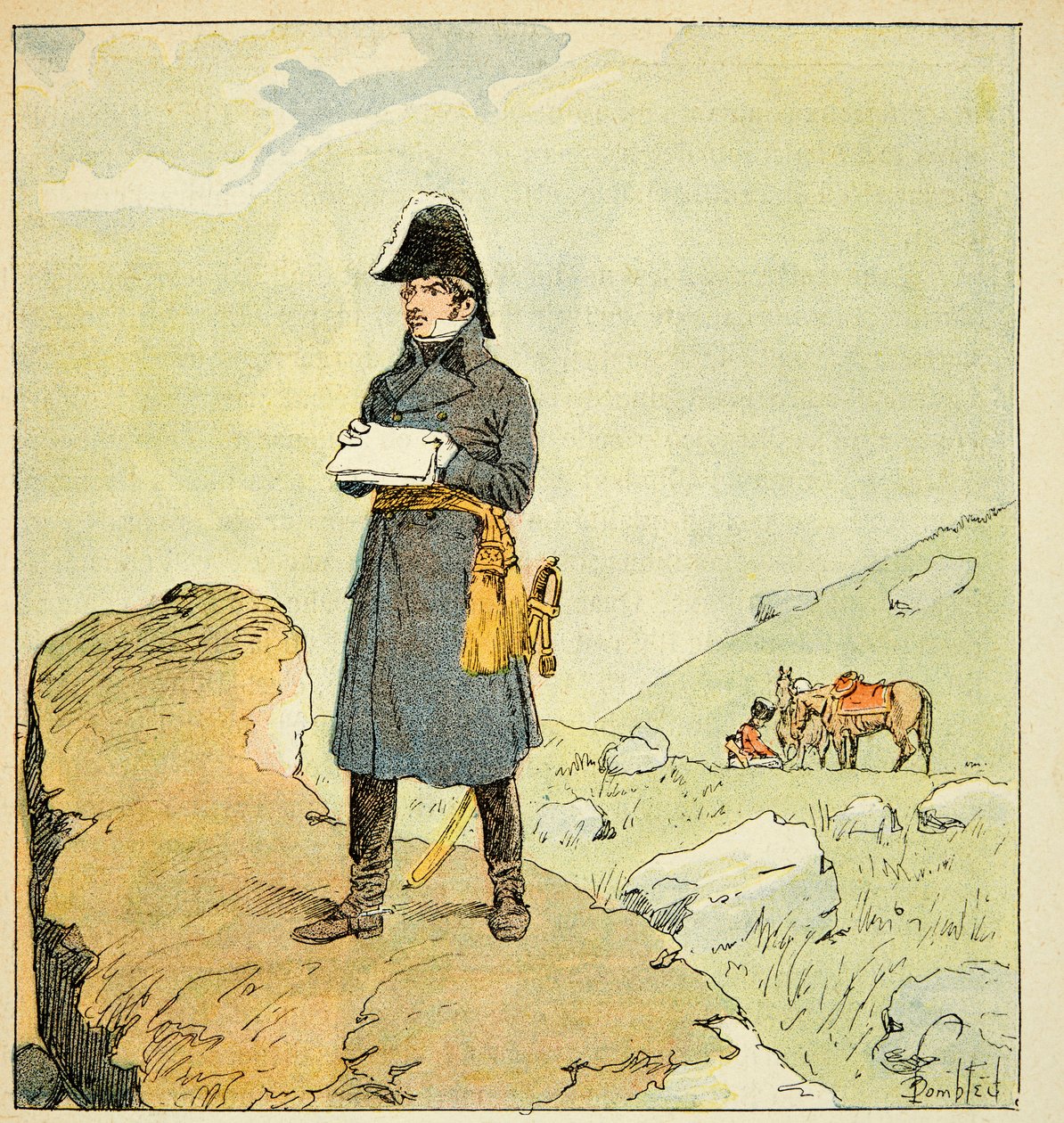 Illustration von Louis Bombled (1862-1927) aus dem Buch „Das Memorial von Saint Helena“ von Graf Emmanuel de Las Cases (1766-1842): Porträt von Marschall Laurent de Gouvion Saint Cyr (1764-1830), Privatbesitz von Louis Charles Bombled