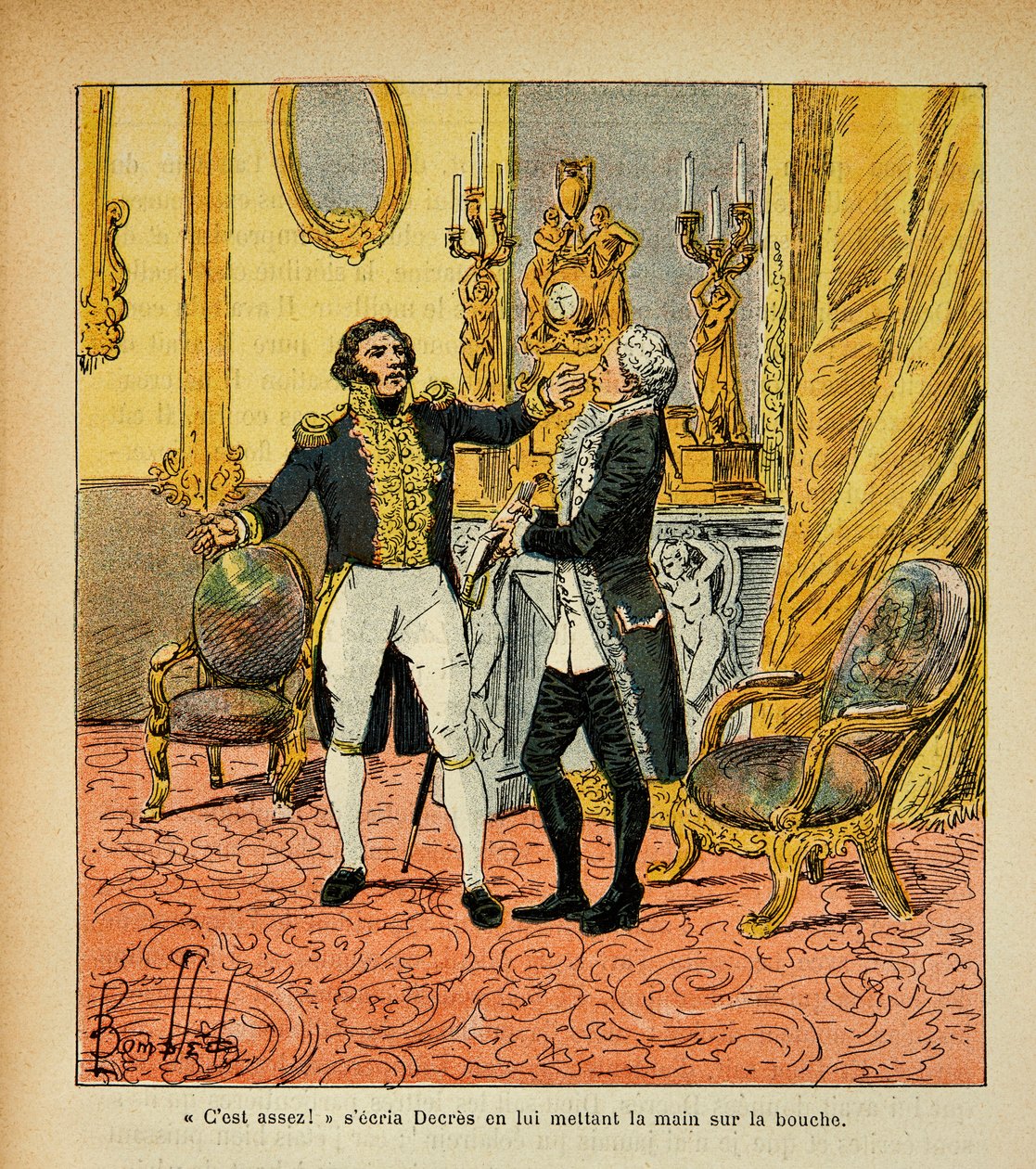 Illustration von Louis Bombled aus dem Buch „Das Memorial von Saint Helene“ von Graf Emmanuel de Las Cases: Talleyrand gegenüber Denis Decres von Louis Charles Bombled