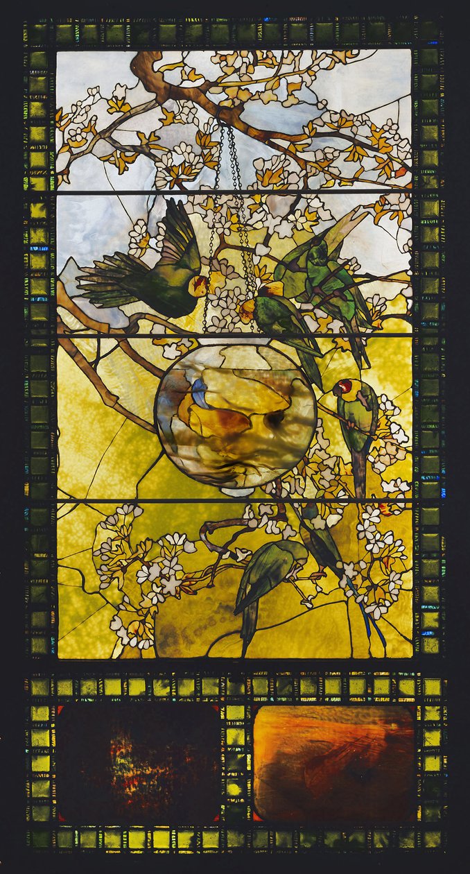 Sittiche und Goldfischglas, ca. 1893 von Louis Comfort Tiffany