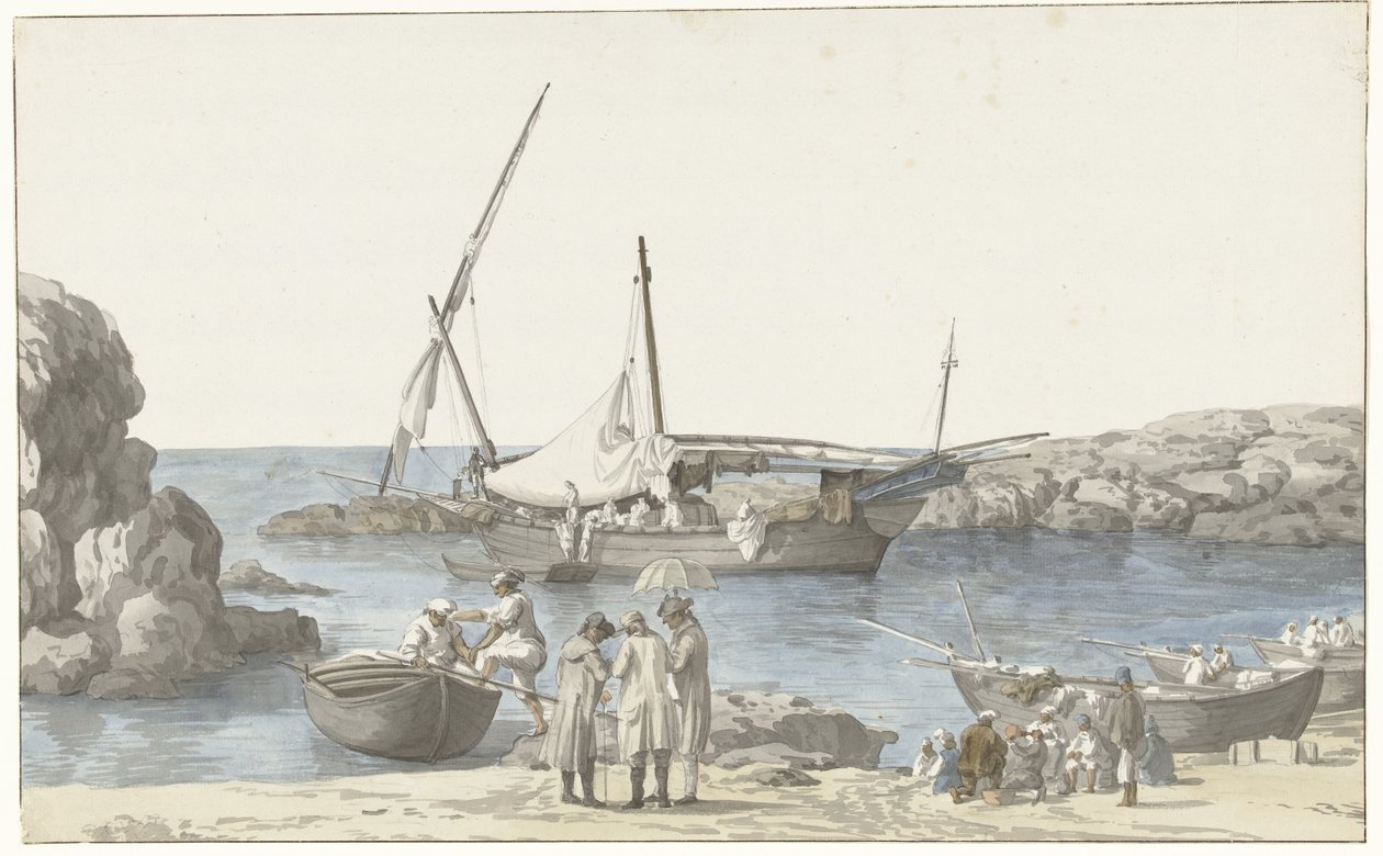 Ansicht von Tarent und Hafen von Luogo Vivo (Voyage en Italie, en Sicile et à Malte- 1778) von Louis Ducros