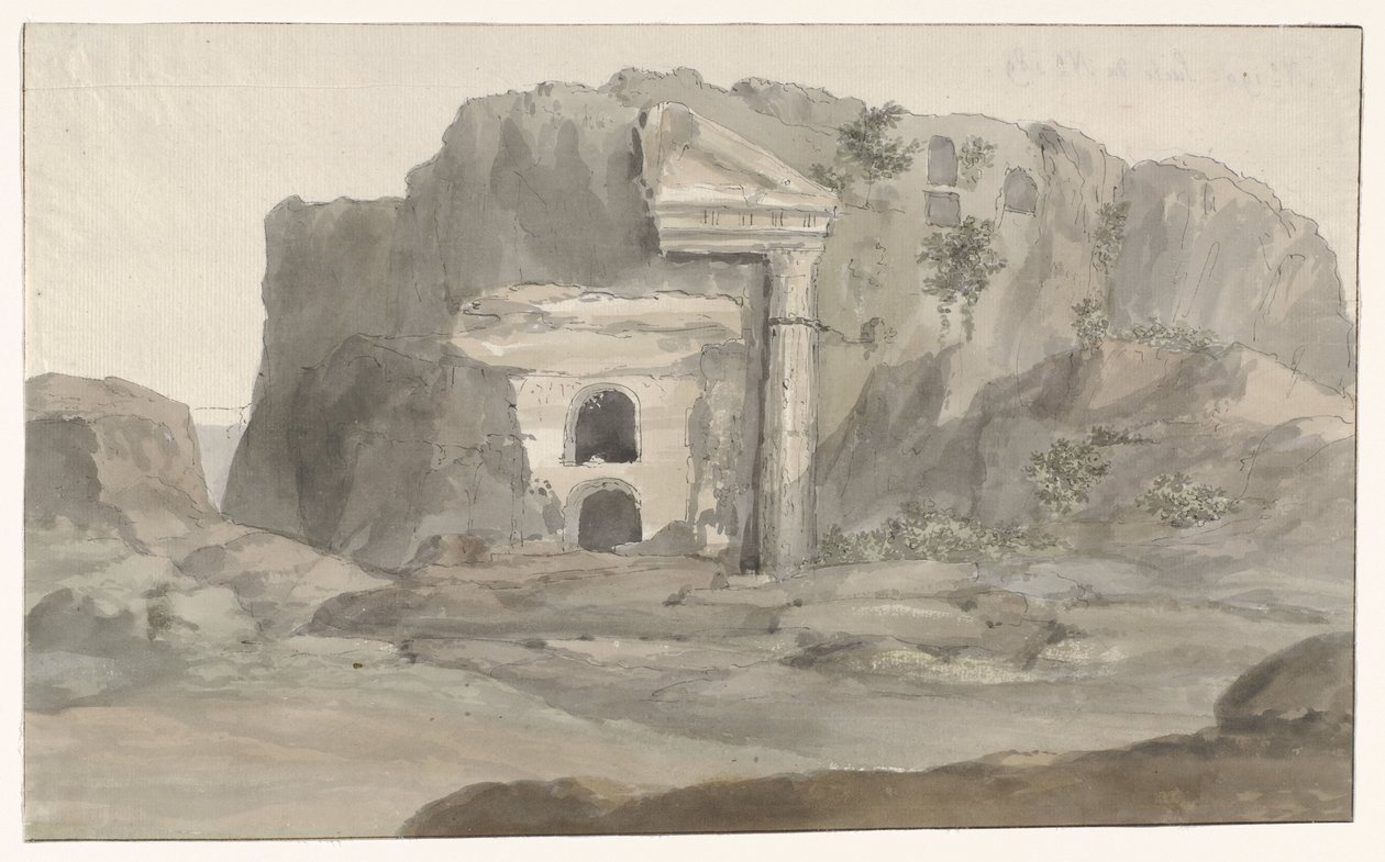 Gräber mit dorischem Giebel in Felsen gehauen in der Umgebung von Syrakus von Louis Ducros