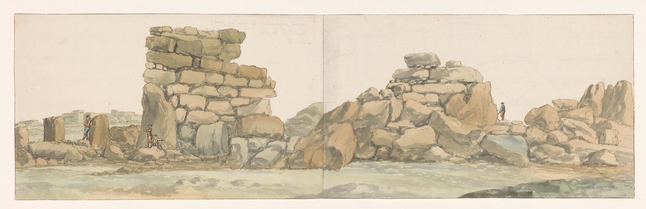 Monument der Phönizier oder Karthager auf der Insel Gozo (Titel auf dem Objekt) Reise nach Italien, Sizilien und Malta - 1778 (Serientitel) von Louis Ducros