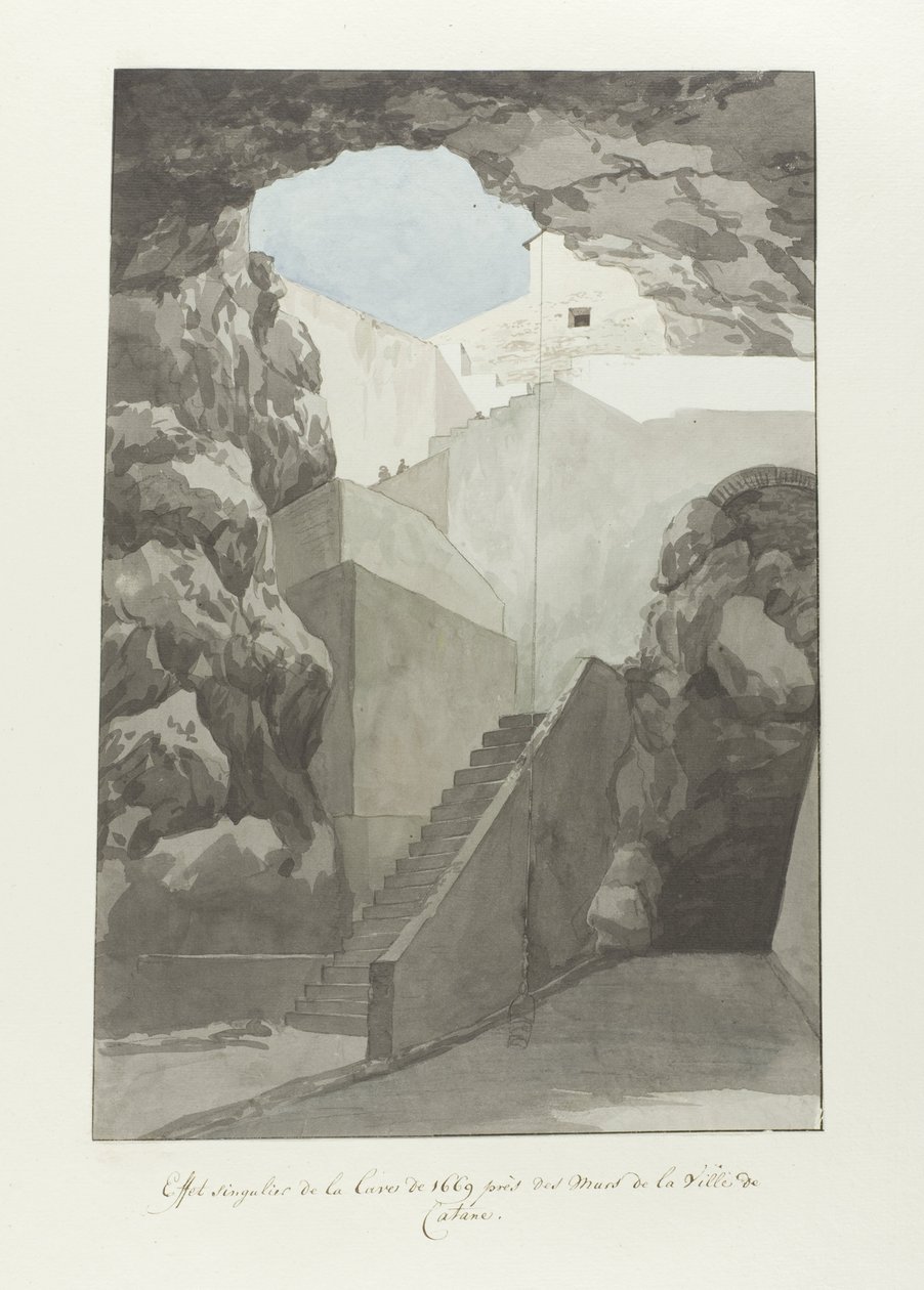 Bemerkenswerte Lavagesteine aus 1669 bei den Stadtmauern von Catania von Louis Ducros