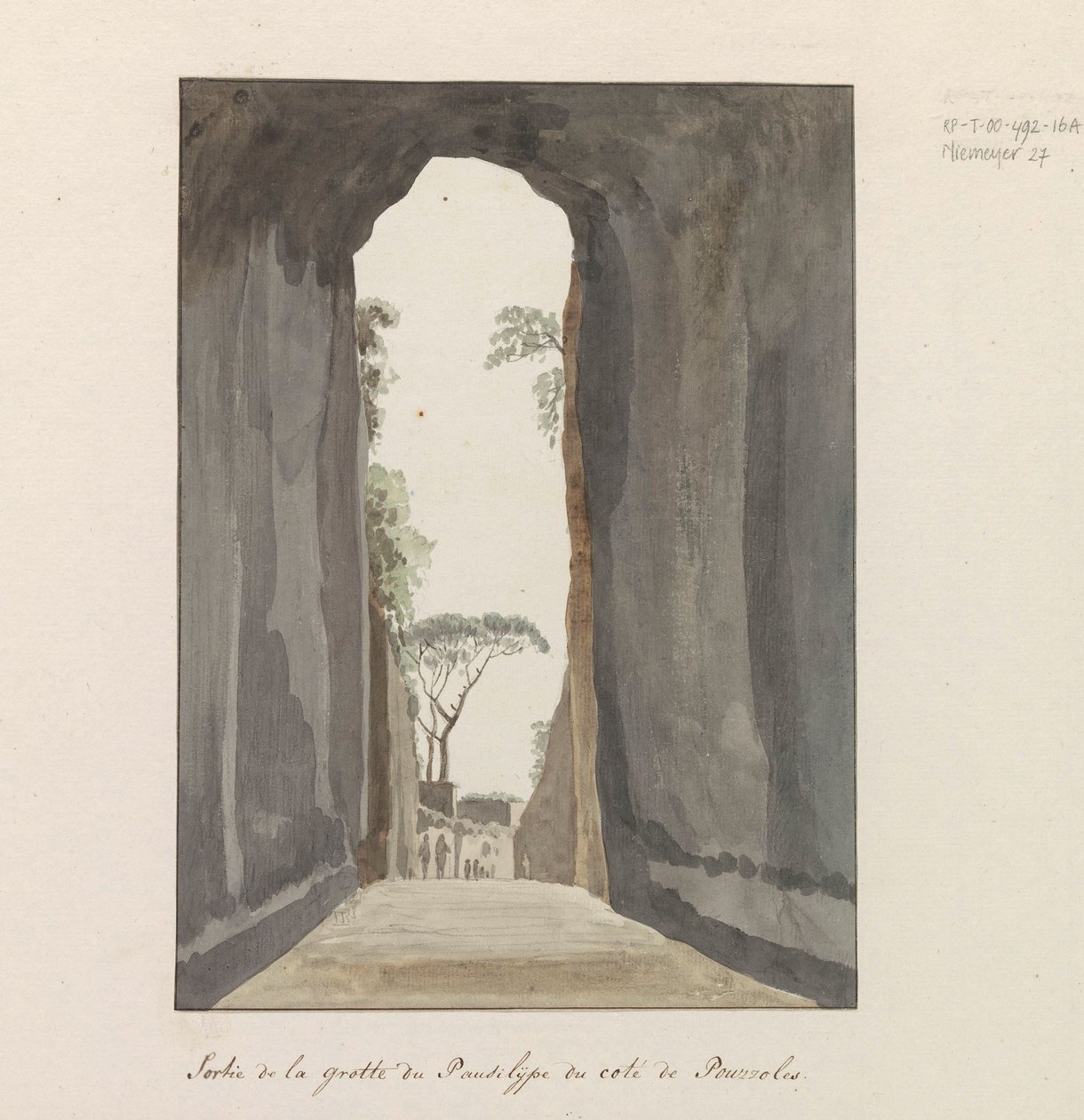Ausgang der Grotte Crypta Neapolitana (oder Grotta di Posillipo) an der Küste von Pozzuoli von Louis Ducros