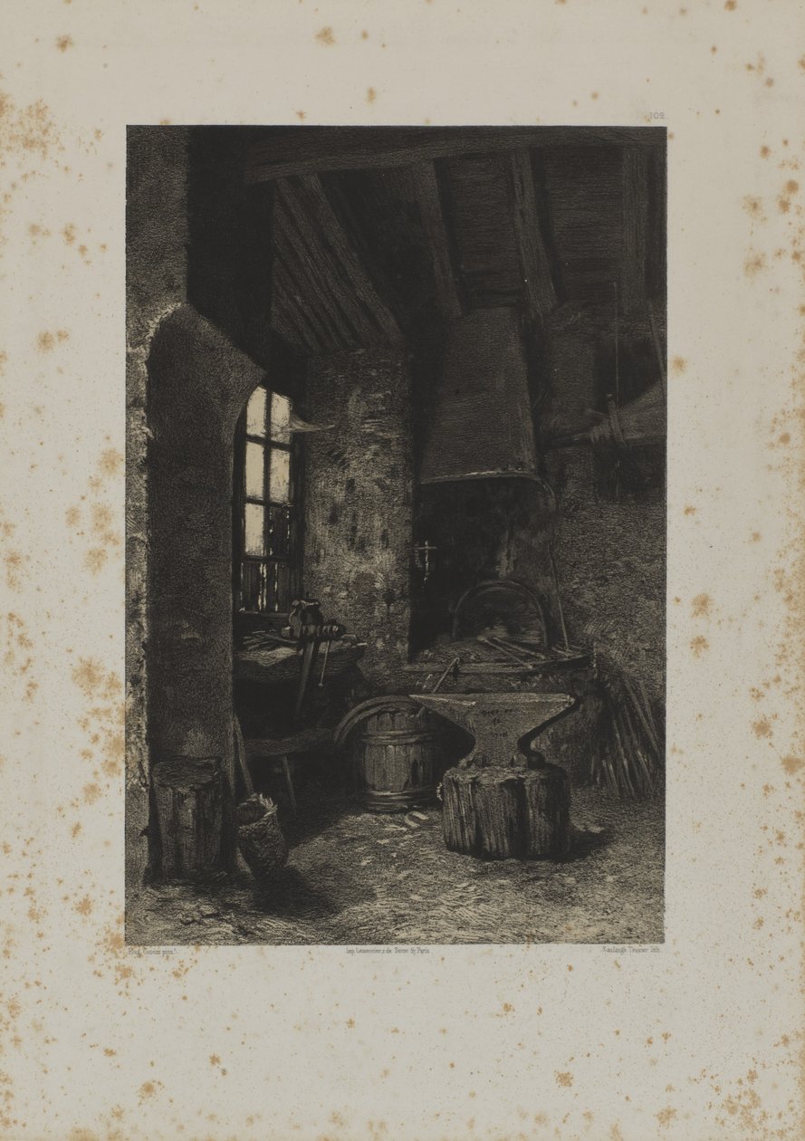 Innenansicht einer Schmiede von Louis Emmanuel Soulange Tessier