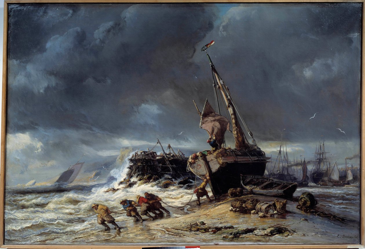Maree basse, Abfahrt zum Fischen von Louis Eugene Gabriel Isabey