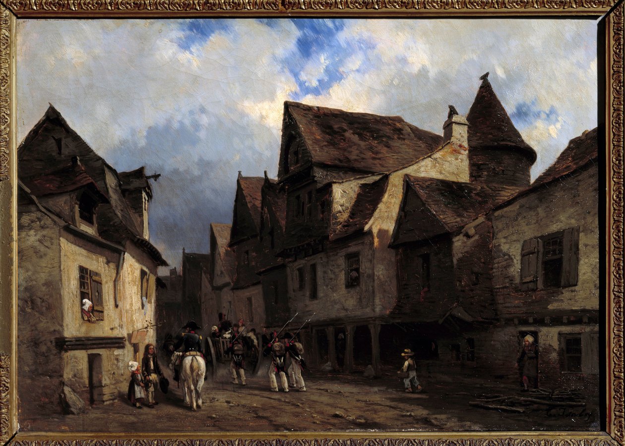Straße im bretonischen Dorf von Louis Eugene Gabriel Isabey