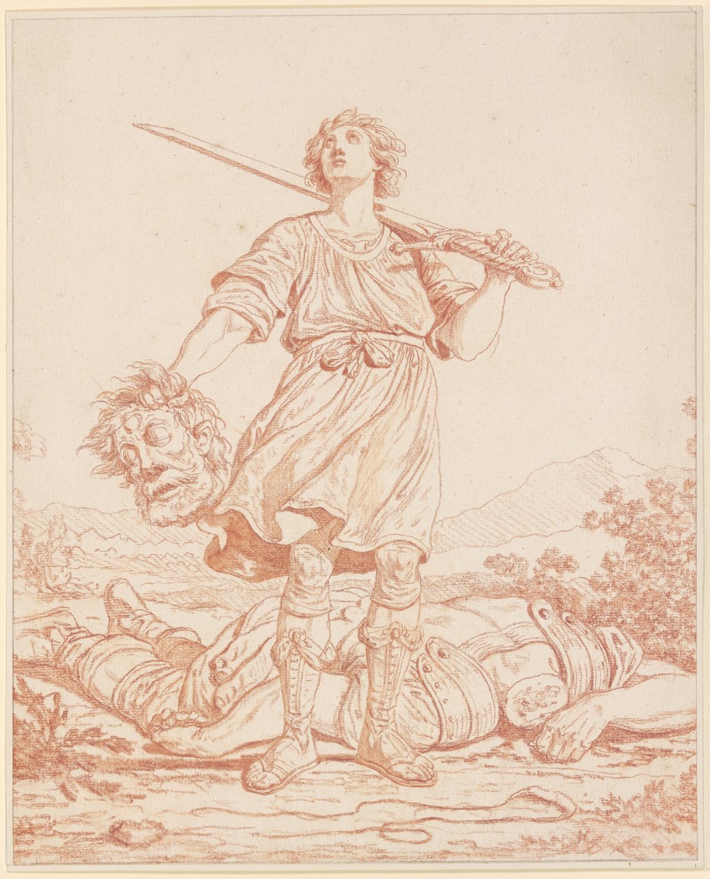 David als Sieger über den Riesen Goliath von Louis Felix de la Rue