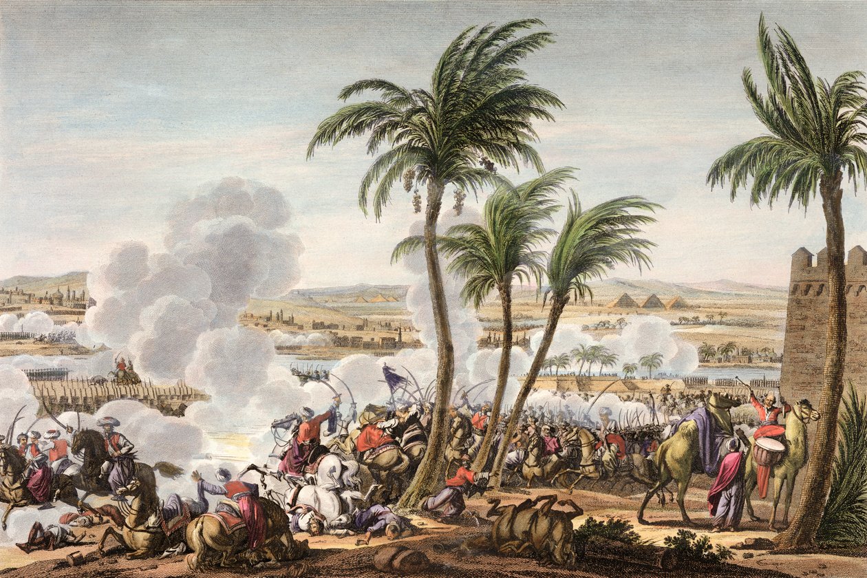 Die Schlacht bei den Pyramiden, Ägypten, 3 Thermidor, Jahr 6 von Louis Francois Couche