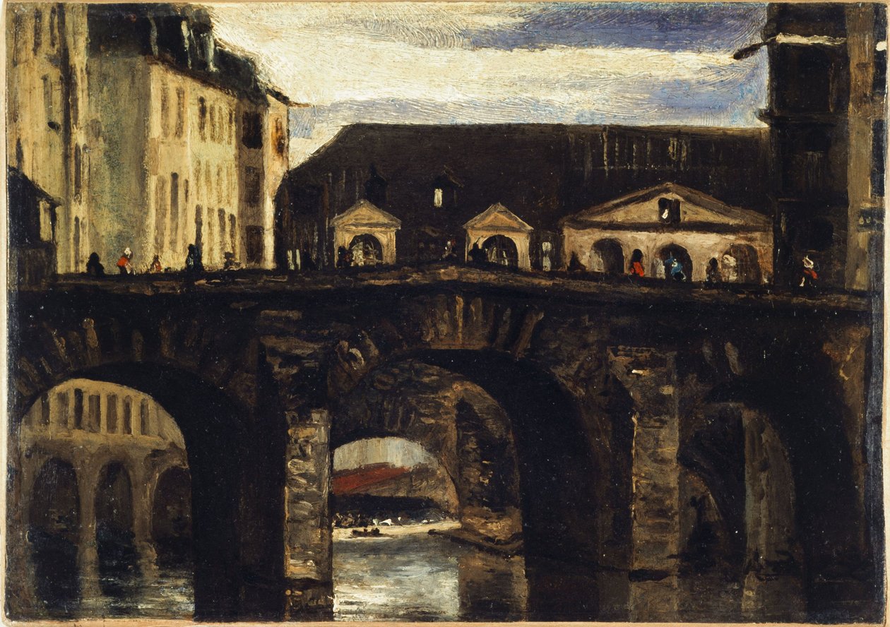 Die Kleine Brücke und die Saint-Charles-Brücke, ca. 1825 von Louis Godefroy Jadin