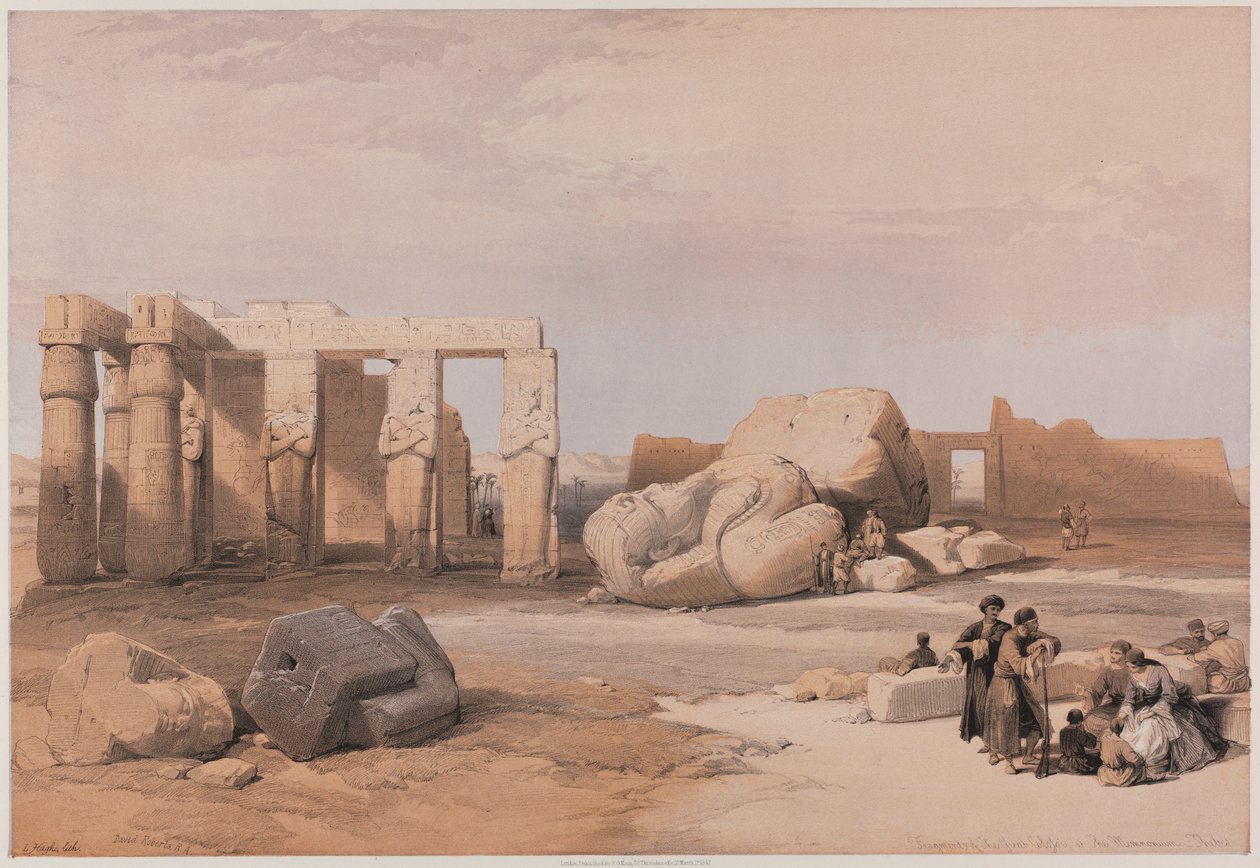 Ägypten und Nubien, Band II: Fragmente der großen Kolosse im Memnonium, Theben von Louis Haghe