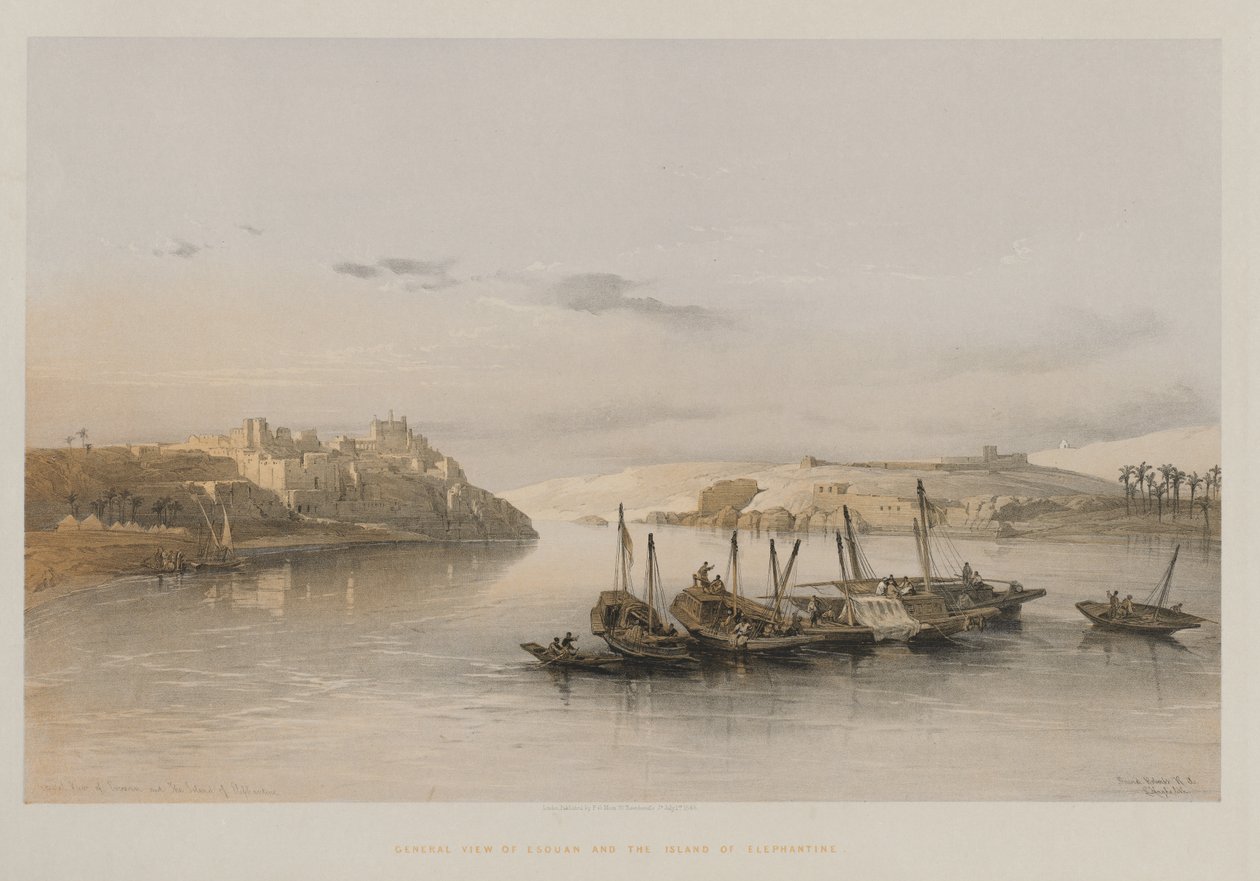 Ägypten und Nubien, Band II: Gesamtansicht von Esouan und der Insel Elephantine von Louis Haghe