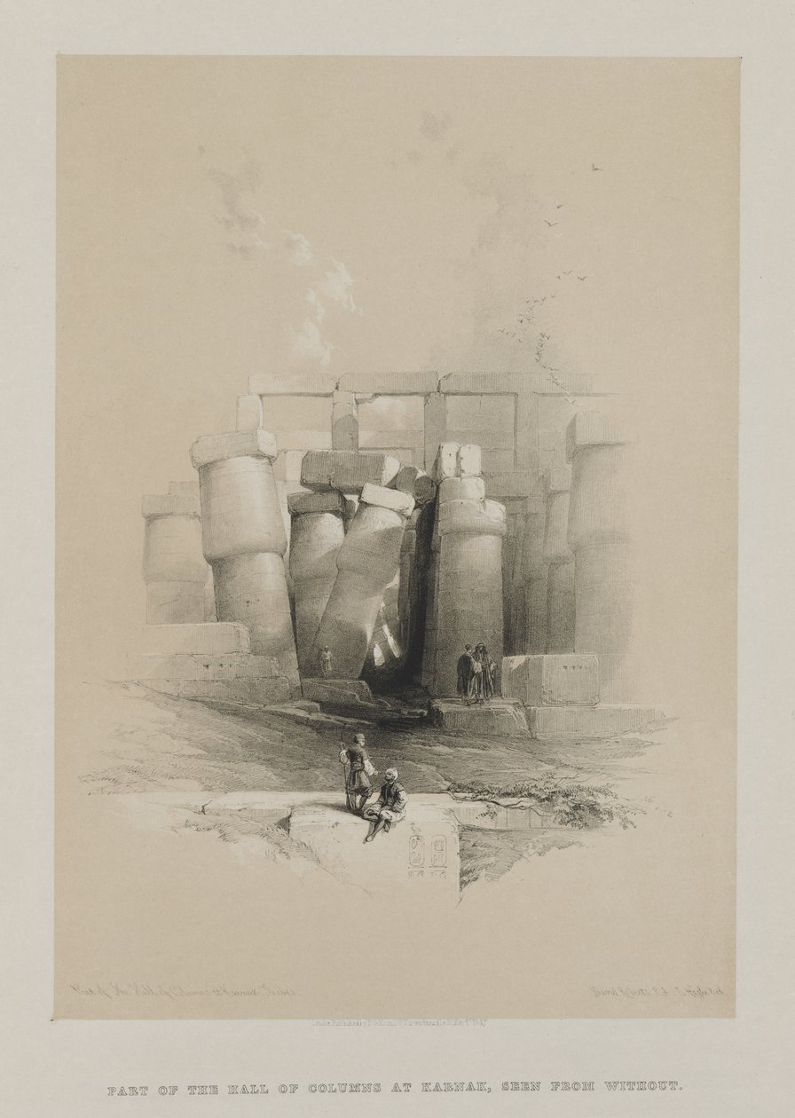Ägypten und Nubien, Band II: Teil der Säulenhalle in Karnak, Theben, 1847 von Louis Haghe