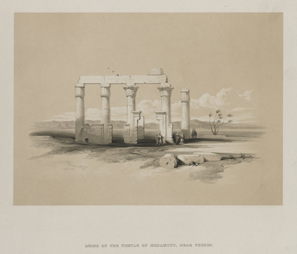 Ägypten und Nubien, Band II: Ruinen des Tempels von Madamoud, in Theben von Louis Haghe