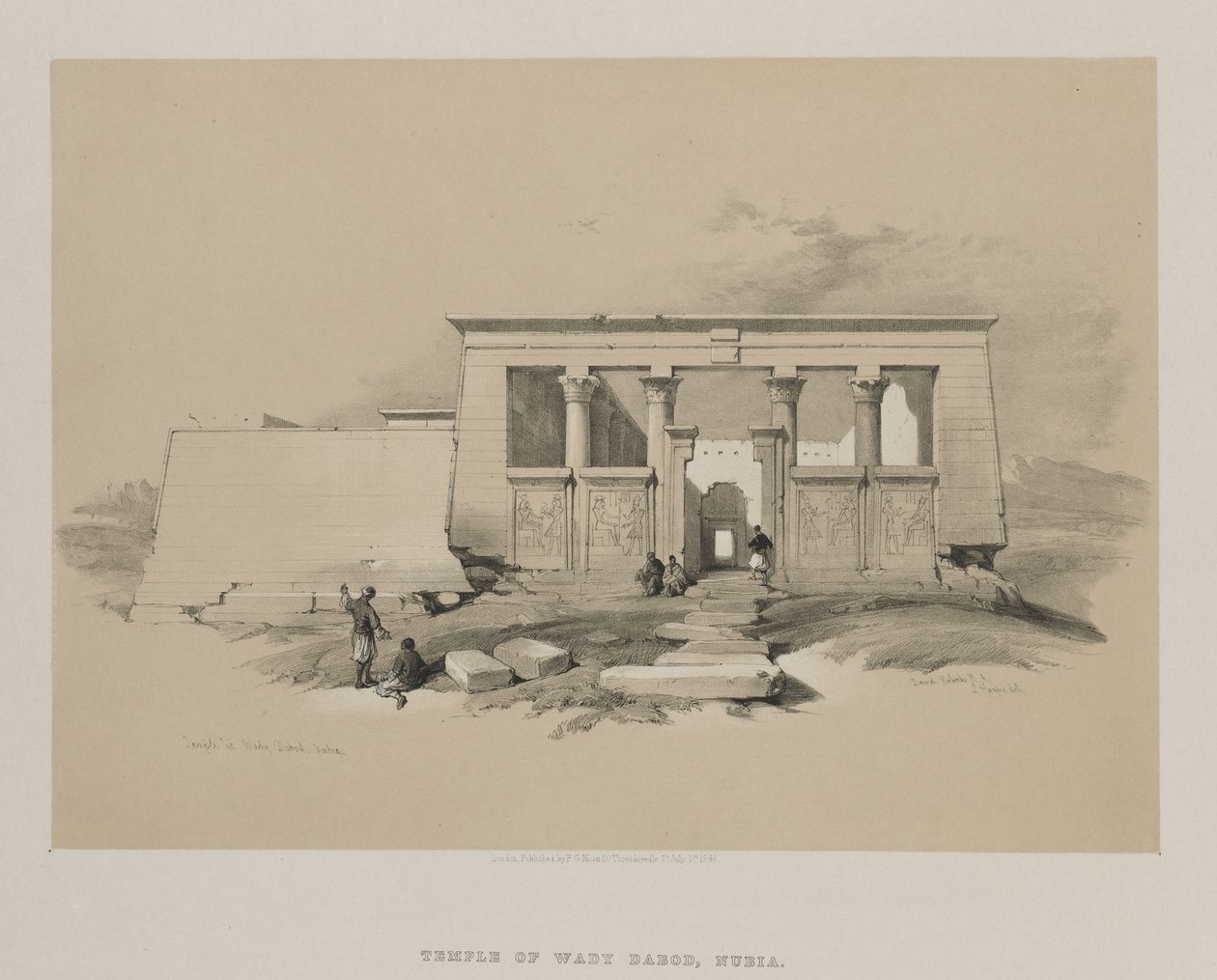 Ägypten und Nubien, Band II: Tempel in Wady Dabod, Nubien, 1848 von Louis Haghe
