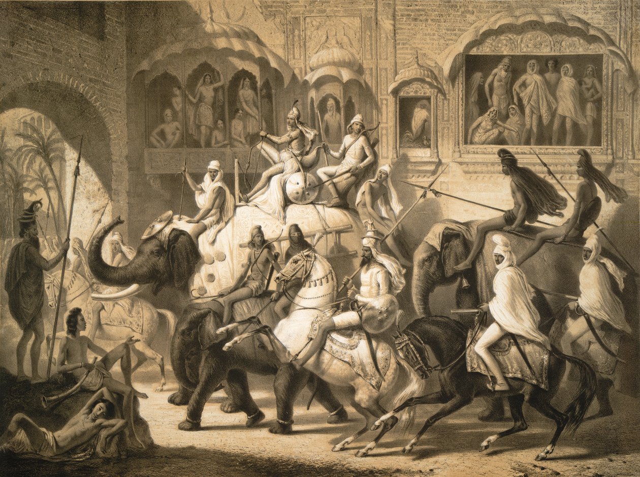 Eine Straße in Lahore (März 1842) von Louis Henri de Rudder