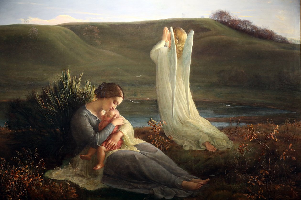 Das Gedicht der Seele, Der Engel und die Mutter (Detail) von Louis Janmot
