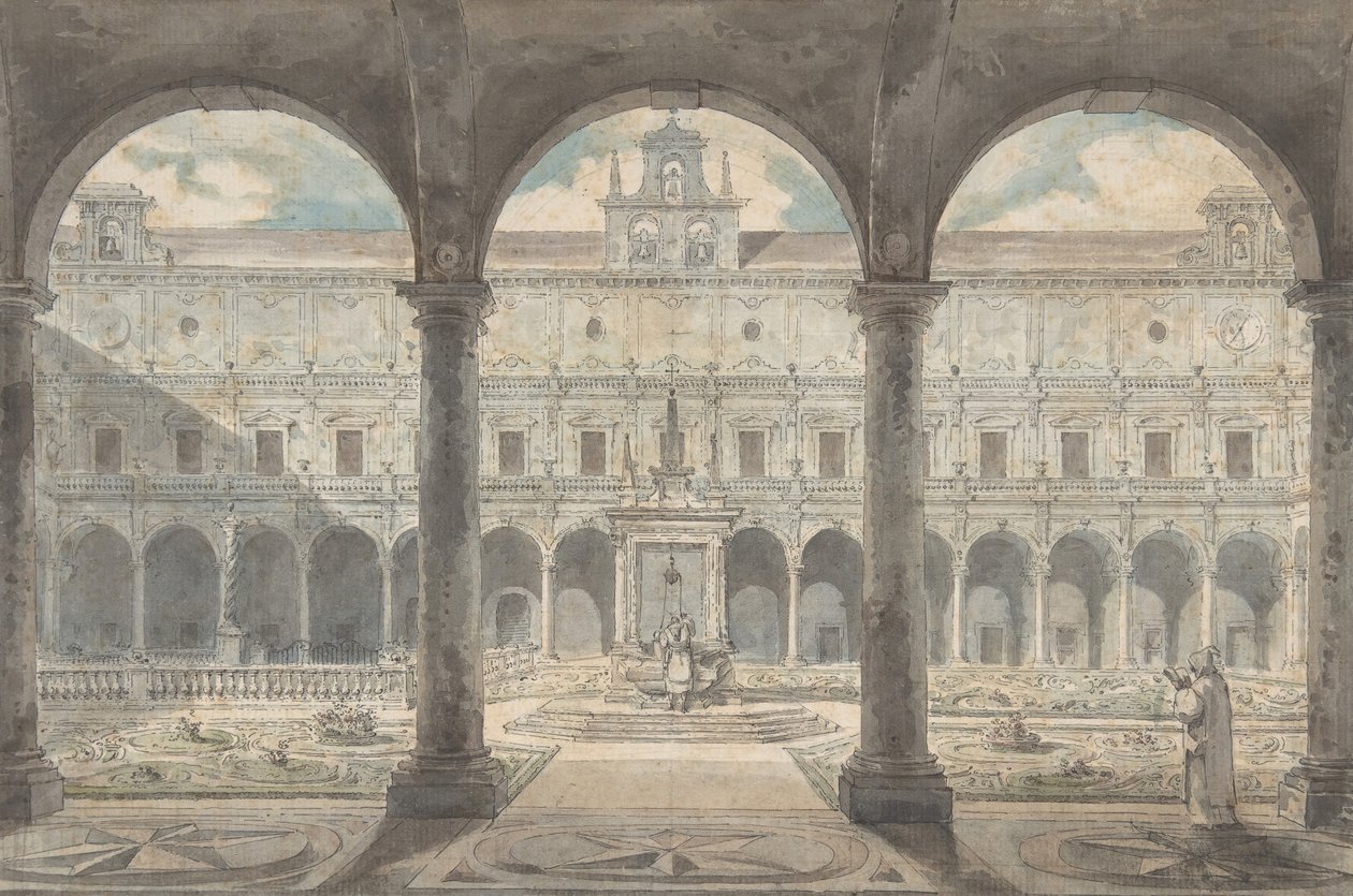Kreuzgang der Certosa di San Martino, Neapel von Louis Jean Desprez