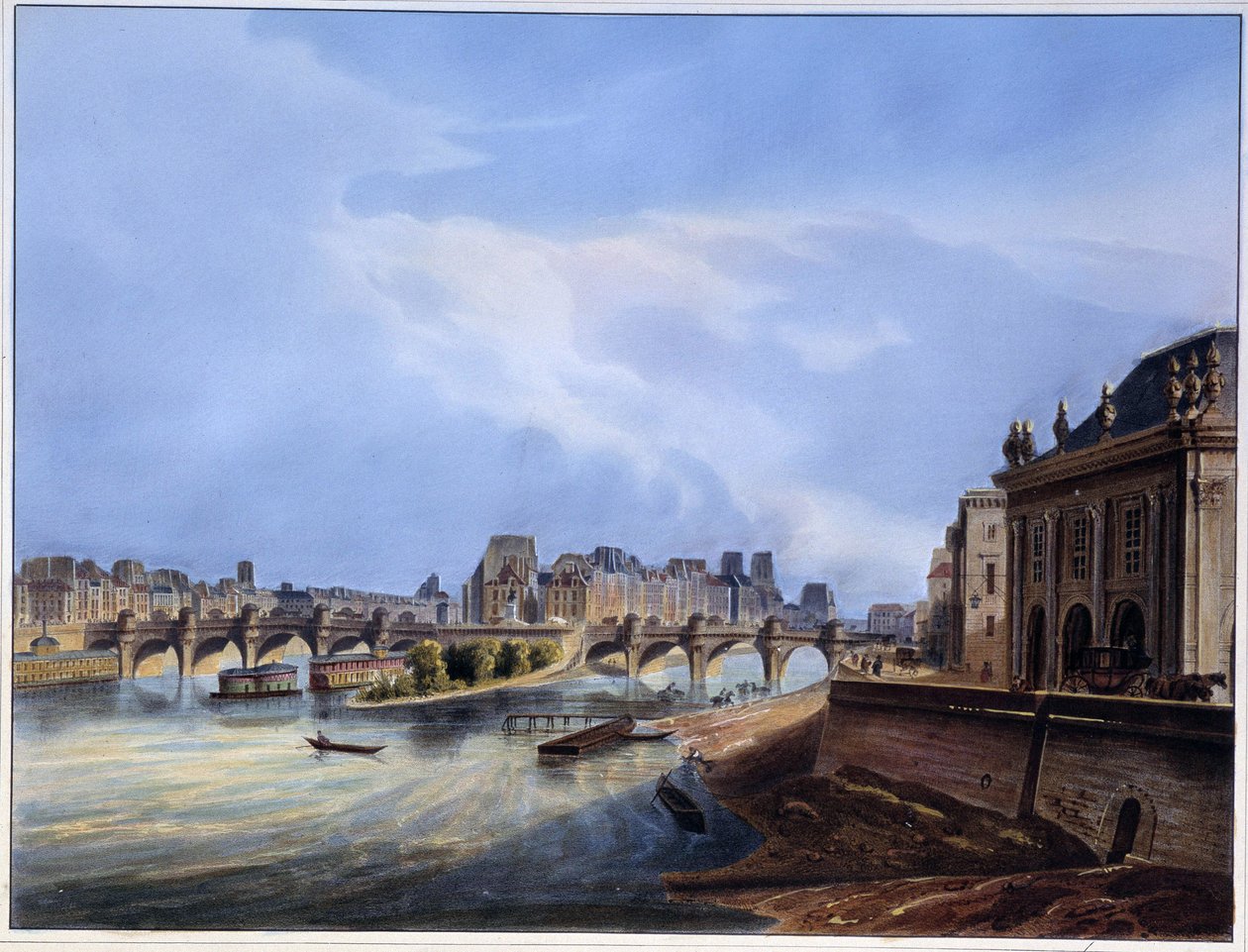 Ansicht der Pont Neuf - in „Paris en 1837“ von Louis Jules Arnout