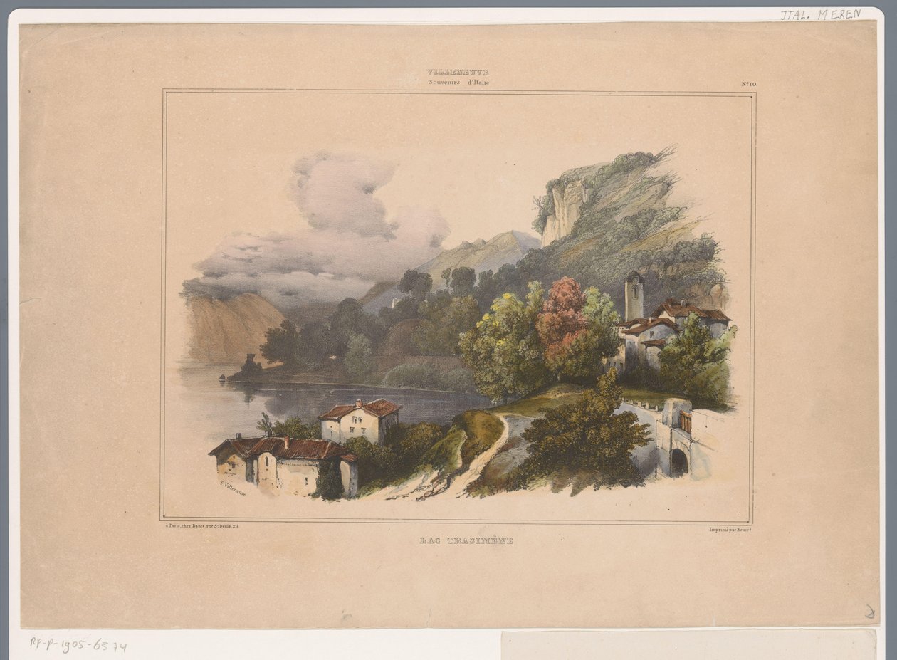Blick auf den Trasimenischen See in Italien (Herinneringen uit Italië) von Louis Jules Frederic Villeneuve