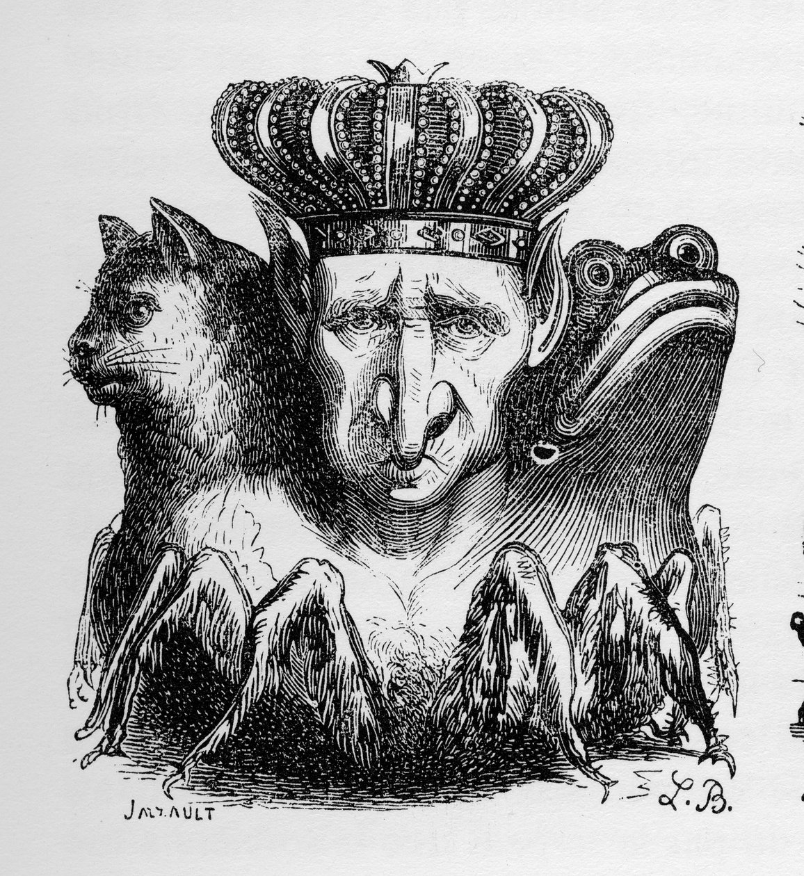 Bael - Baal - (Dämon) - Bael ist das Oberhaupt der infernalen Macht - in „Le dictionnaire infernal“ von Collin de Plancy - Gravur von L. Breton. Paris. von Louis Le Breton