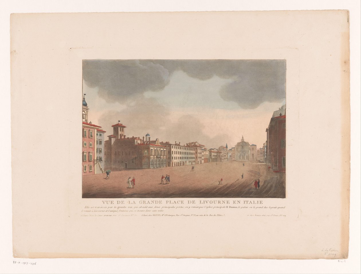 Ansicht des Piazza Grande in Livorno von Louis Lecoeur