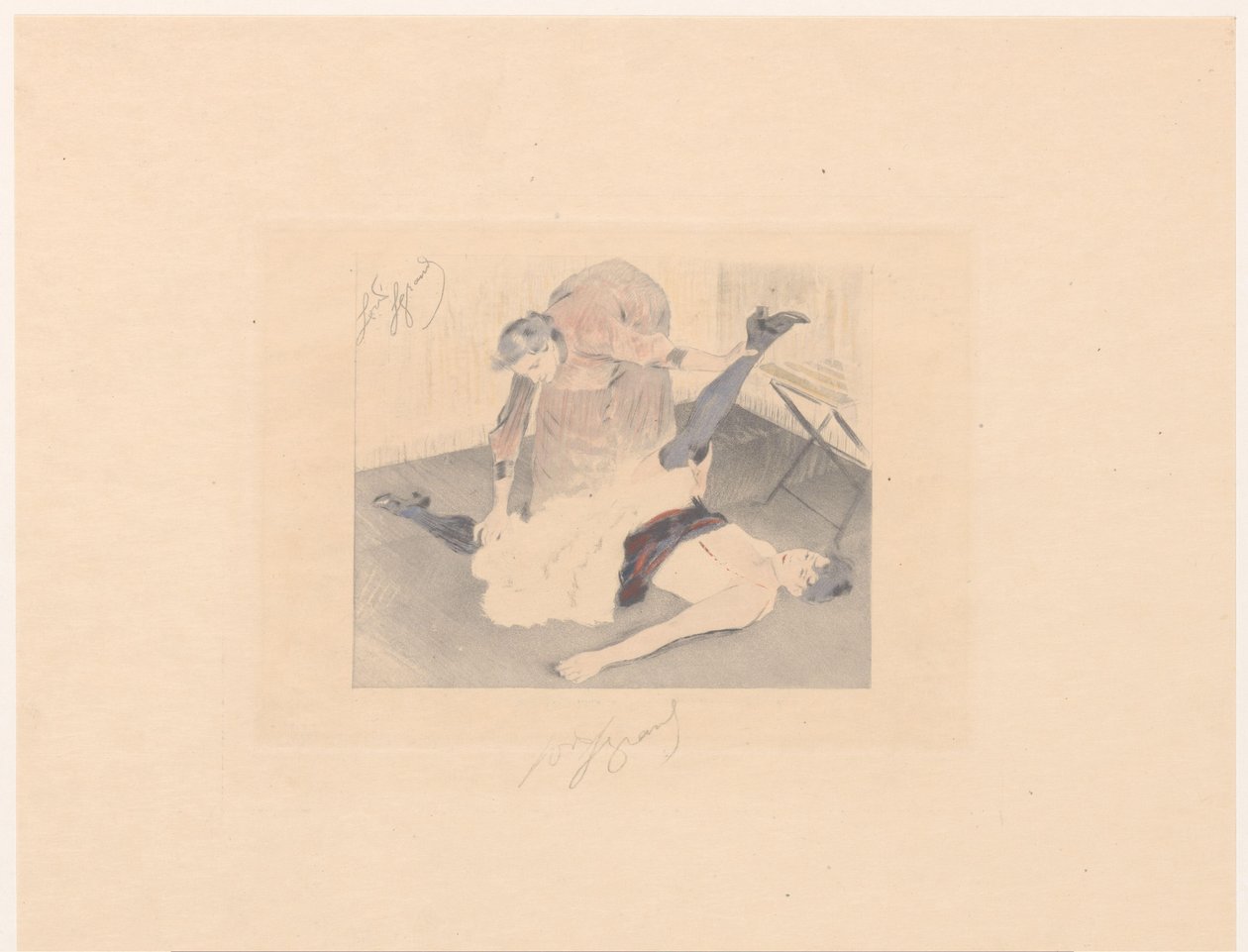 Flexibilitätsübung einer Cancan-Tänzerin von Louis Legrand (signed by artist)
