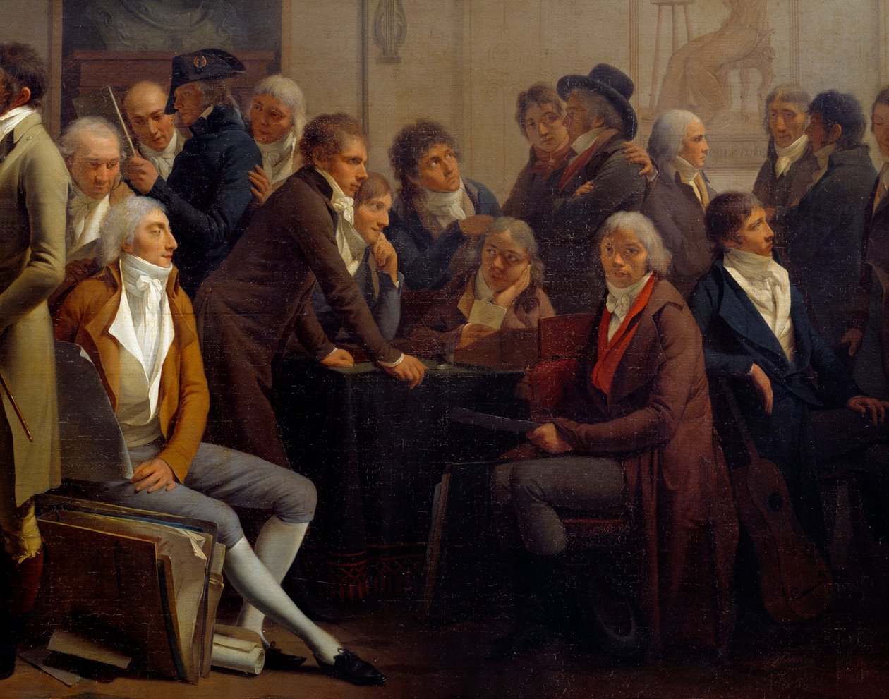 Künstler treffen sich in der Werkstatt des Malers Jean Baptiste Isabey (1767-1855): Anne Louis Girodet de Roucy-Trioson von Louis Leopold Boilly