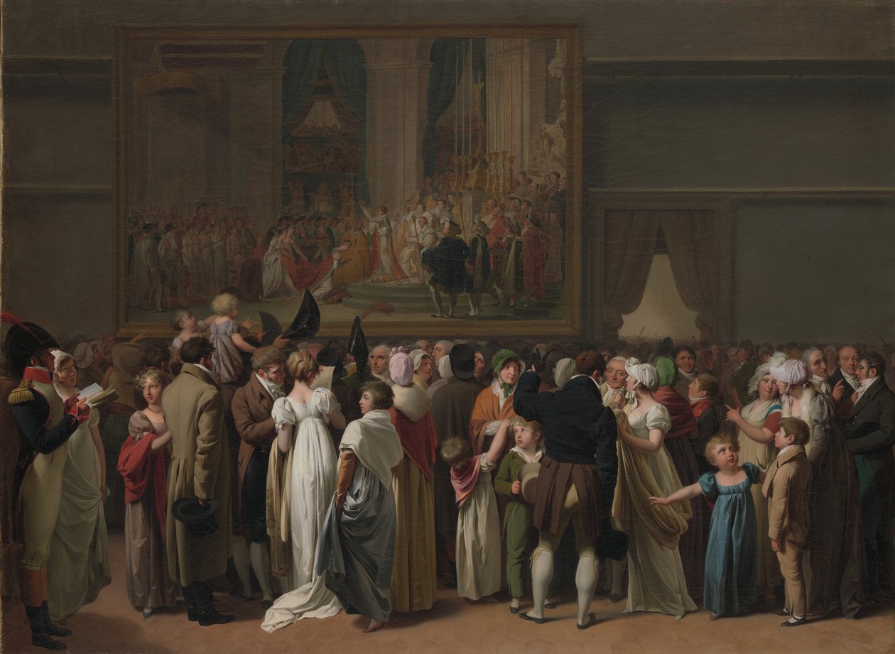 Die Öffentlichkeit betrachtet Davids "Krönung" im Louvre von Louis Leopold Boilly