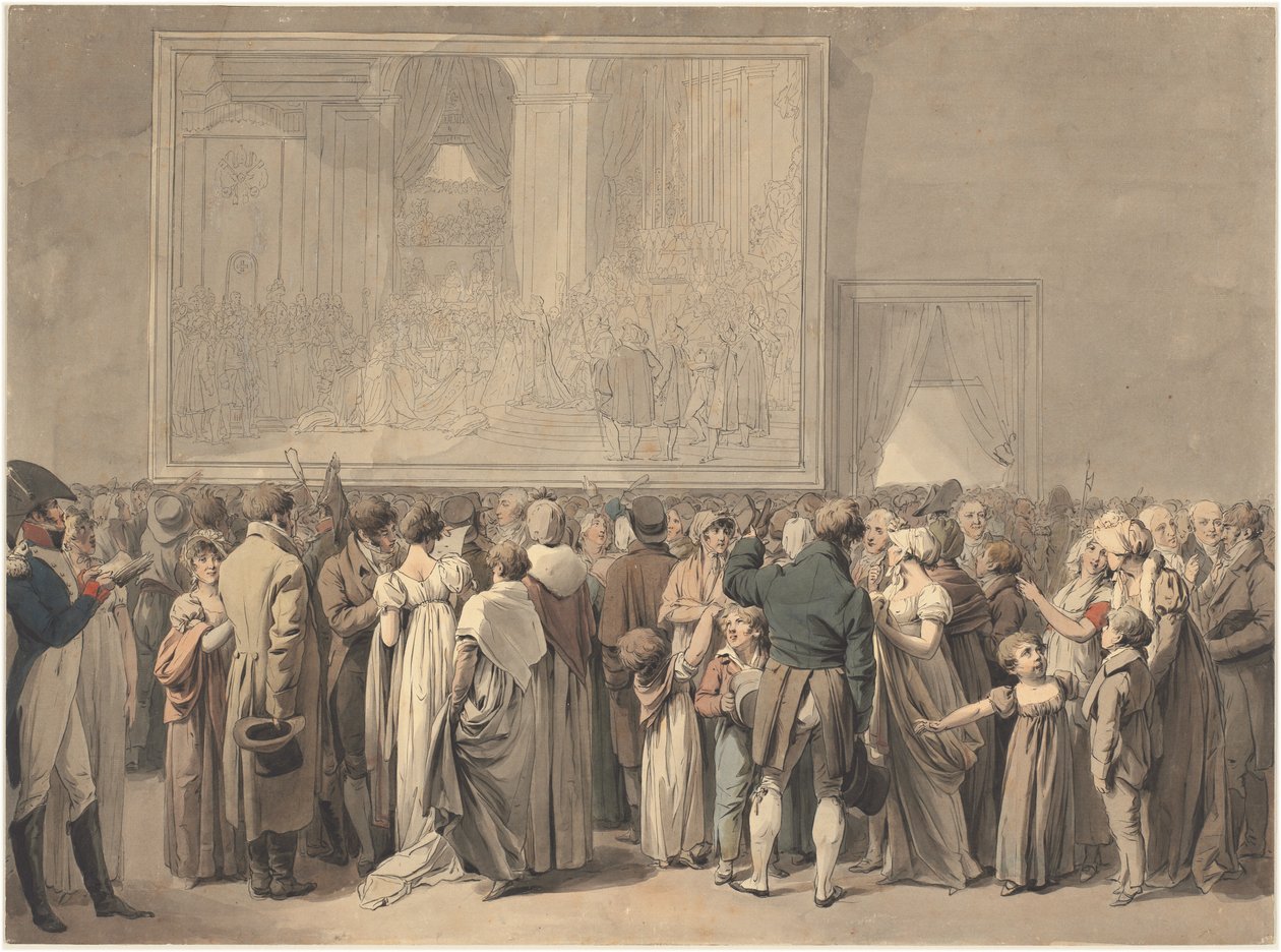 Das Publikum im Salon des Louvre, das das Gemälde des "Sacre" betrachtet von Louis Leopold Boilly