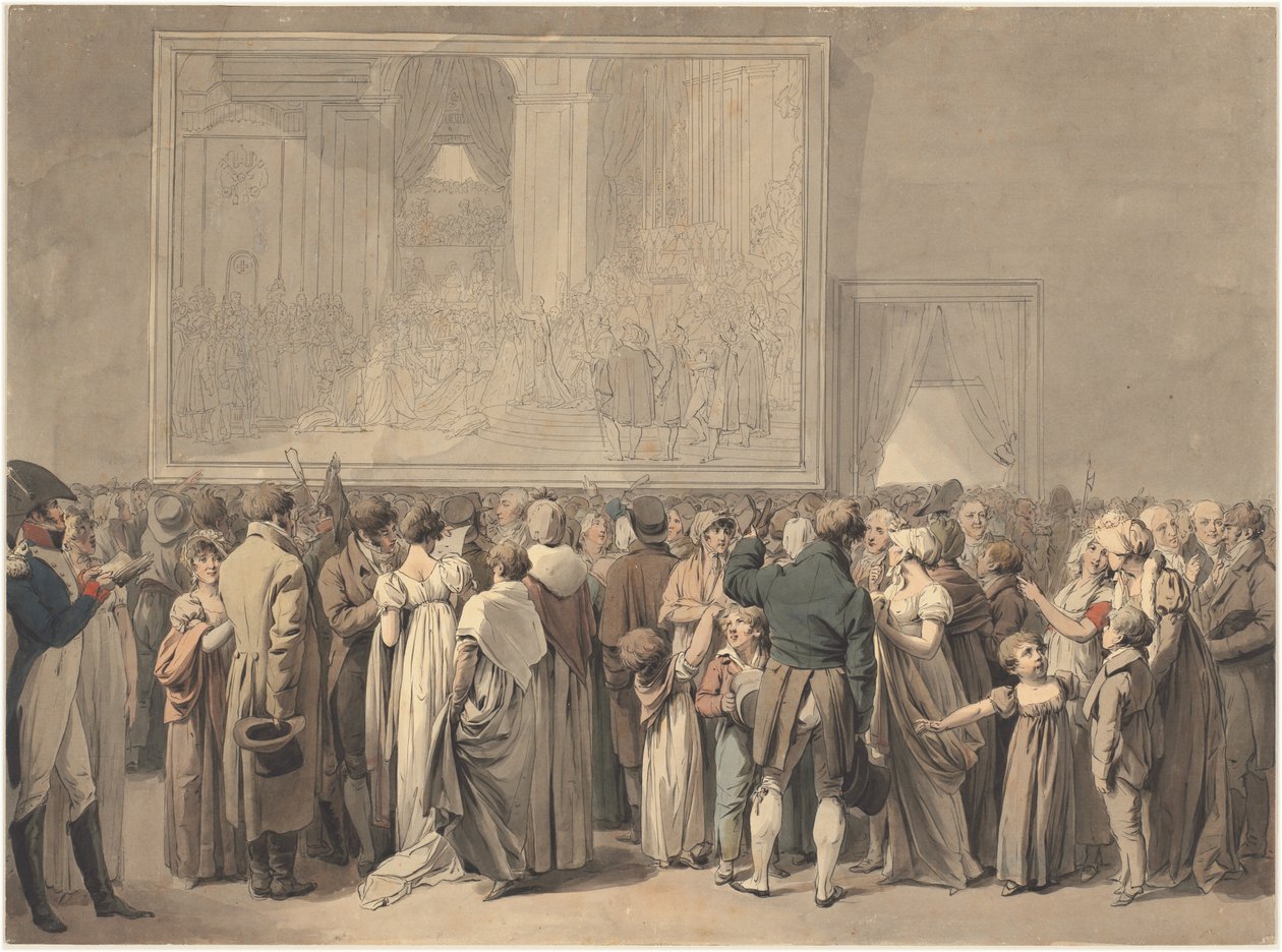 Das Publikum im Salon des Louvre, das das Gemälde des „Sacre“ betrachtet von Louis Leopold Boilly