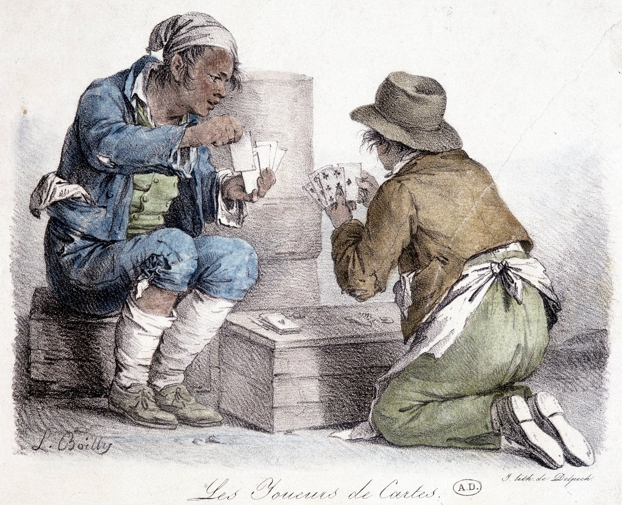 Die Kartenspieler, Gravur von L. Boilly, um 1820. von Louis Leopold Boilly