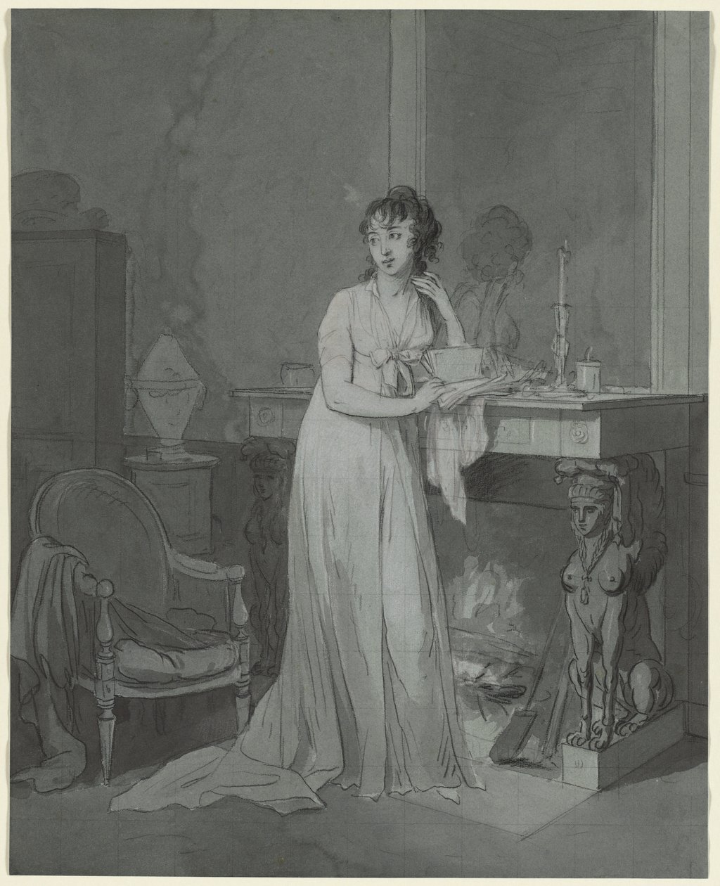 Frau vor einem Kamin, ca. 1803 von Louis Leopold Boilly