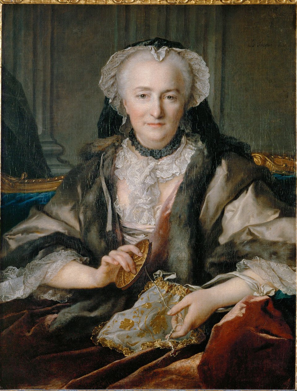 Madame Dange beim Sticken von Louis M. Tocque