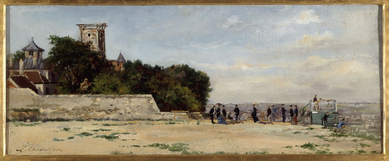 Der Gipfel des Butte Montmartre, mit dem Turm Solférino, um 1870 von Louis Marie Chevalier
