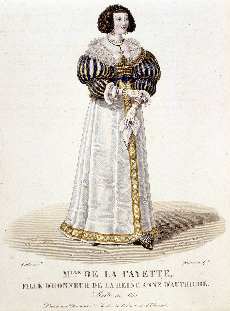 Marie-Madeleine Pioche de La Vergne, Gräfin de Lafayette (Madame de la Fayette) (1634-1693), Ehrendame von Königin Anna von Österreich. In „Galerie francaise de femmes célèbres“ von Louis Marie Lante